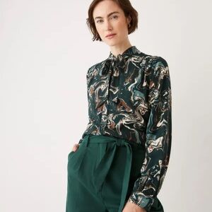 The Printed Tie Neck Blouse